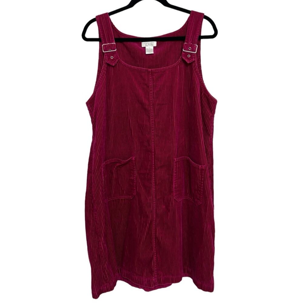 American Vintage Burgundy Corduroy Mini Pinafore Dress